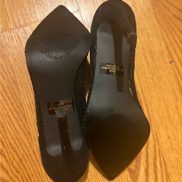 Lulu's Black Pointed Toe Lace Stiletto Heels - Picture 4 of 7
